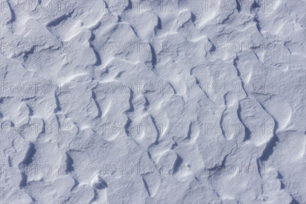 Wind-created patterns in snow crust, Sun Valley, Idaho, USA