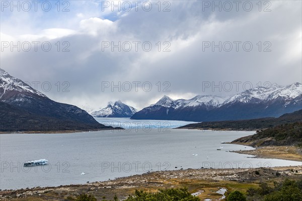 Argentina, Santa Cruz, El Calafate, Clouds over Perito Moreno Glacier and mountains, El Calafate, Santa Cruz, Argentina