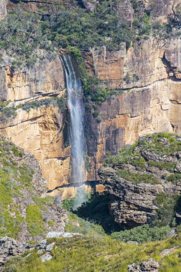 Waterfall on rock face on sunny day
Blackheath, New South Wales, Australia