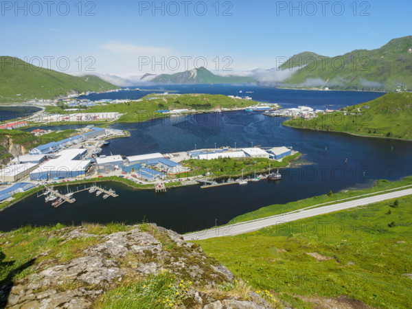 High angle view of buildings and boats moored at Dutch Harbor
Unalaska, Dutch Harbour, Alaska, USA