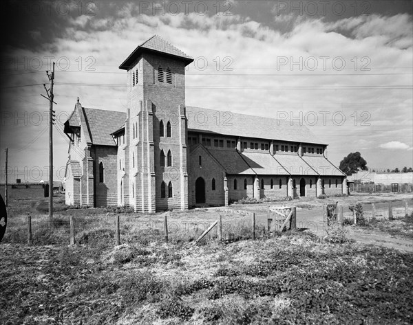 St Stephen's church. Dramatic shot of St Stephen's church. Kenya, 9 September 1954. Kenya, Eastern Africa, Africa.