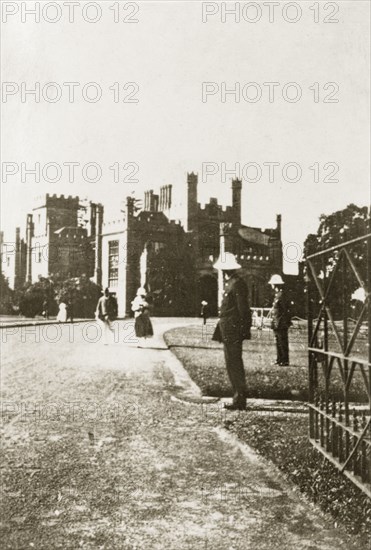 Government House, Adelaide. Uniformed guards on the driveway leading up to Government House. Adelaide, Australia, 10-15 March 1924. Adelaide, South Australia, Australia, Australia, Oceania.