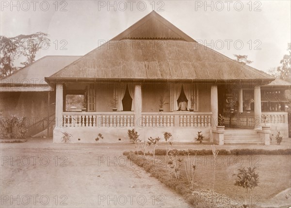 Millers Brothers' staff bungalow. Exterior of a bungalow belonging to the Miller Brothers agency. Proabably Accra, Gold Coast (Ghana), circa 1918. Ghana, Western Africa, Africa.