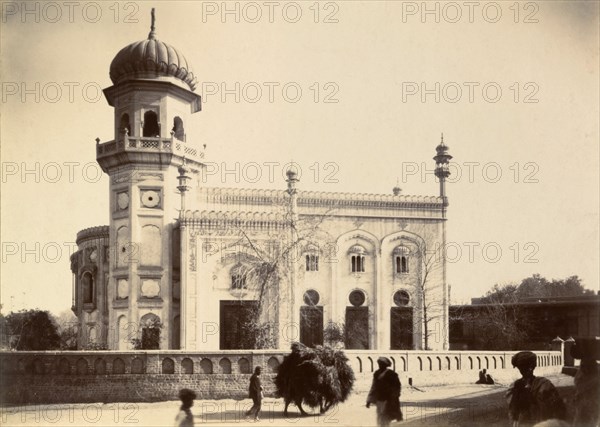 Islamic-style Christian church. Originally captioned as a 'Native Christian Church', this building with its Islamic-style domes and minarets would have served as a Christain church for the local Pakistani population. Sialkot, Punjab, India (Punjab, Pakistan), circa 1895. Sialkot, Punjab, Pakistan, Southern Asia, Asia.