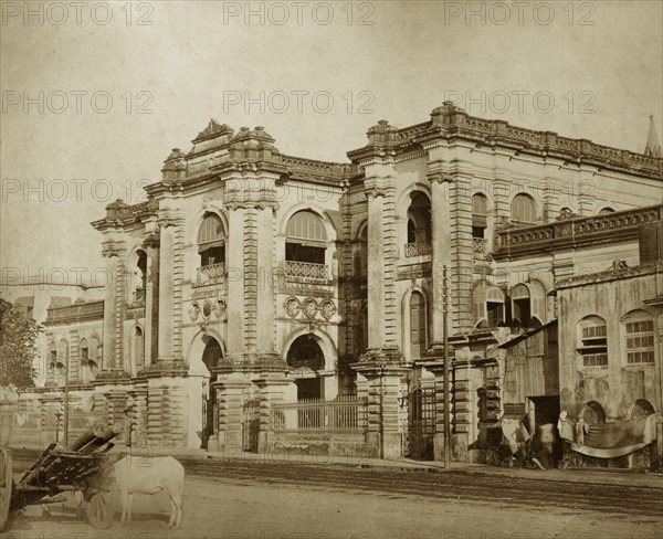 Bank of Bengal, Calcutta. Exterior view of the Bank of Bengal building. Calcutta (Kolkata), India, circa 1890. Kolkata, West Bengal, India, Southern Asia, Asia.