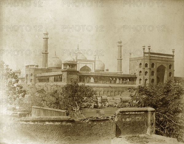 The Jama Masjid, Delhi. The Jama Masjid, the largest mosque in Delhi, built during the reign of Mughal Emperor Shah Jahan and situated opposite the Delhi Fort. Delhi, India, circa 1885. Delhi, Delhi, India, Southern Asia, Asia.