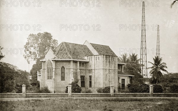 Colonial church, Lagos. Exterior shot of the colonial church. Lagos, Nigeria, circa 1925. Lagos, Lagos, Nigeria, Western Africa, Africa.