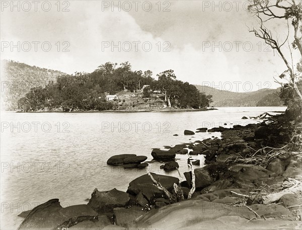 Bar Island, Hawkesbury River. View of Bar Island on the Hawkesbury River. New South Wales, Australia, circa 1885., New South Wales, Australia, Australia, Oceania.