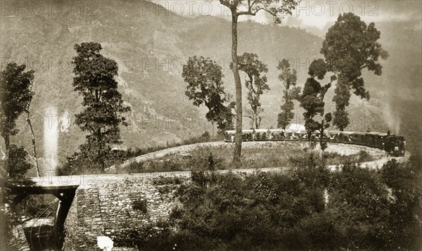 Agony Point'. Agony' Point', a tight loop of railway line located near Tindharia on the Darjeeling Hill Railway. West Bengal, India, circa 1885., West Bengal, India, Southern Asia, Asia.