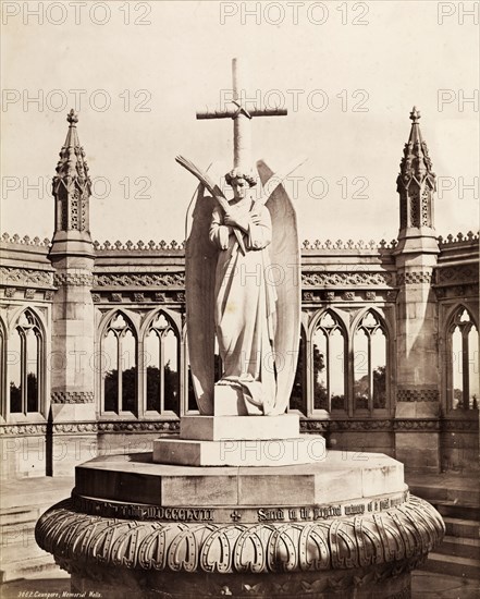 The Cawnpore Memorial Well. Marochetti's Angel at the centre of the Cawnpore (Kanpur) Memorial Well. The monument commemorates the burial place, a dry well, of some two hundred European and Eurasian women and children hostages who were murdered on 16 July 1857 during the Indian Mutiny and Rebellion (1857-58). Cawnpore, North Western Provinces (Kanpur, Uttar Pradesh), India, circa 1880. Kanpur, Uttar Pradesh, India, Southern Asia, Asia.