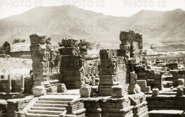 S'iva-Avantisvara Temple at Avantipur. The standing ruins of S'iva-Avantisvara Temple at Avantipur. The Hindu temple was built during the reign of King Avantivarman (r.855-883AD) and was dedicated to Lord Vishnu. Avantipur, Jammu and Kashmir State, India, circa 1927., Jammu and Kashmir, India, Southern Asia, Asia.