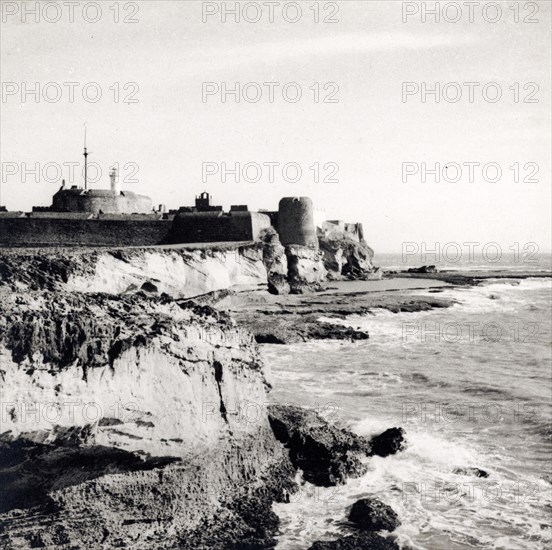 The Old Castle at Gujarat. The Old Castle on the coast at Diu. Gujarat, India, circa 1937., Gujarat, India, Southern Asia, Asia.