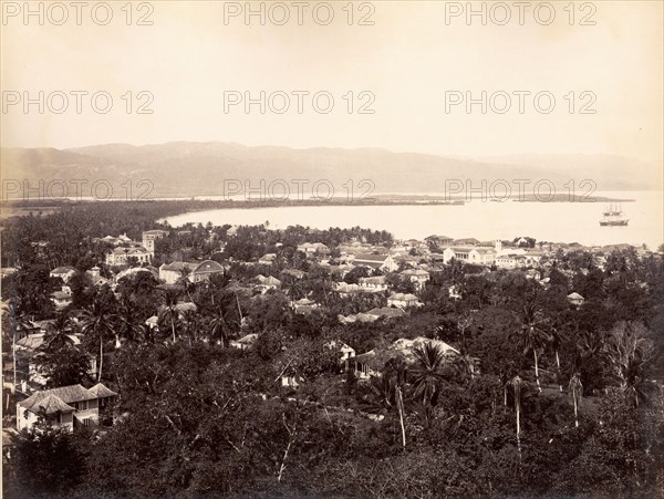 Montego Bay, Jamaica . View across Montego Bay. Montego Bay, Jamaica, circa 1891. Montego Bay, St James (Jamaica), Jamaica, Caribbean, North America .