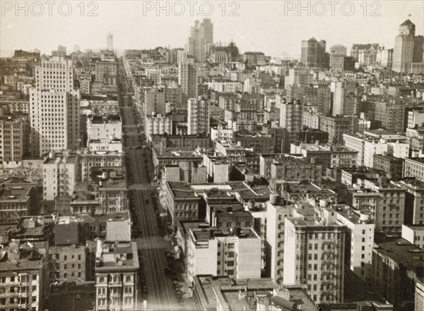 San Fransisco. View over the skyscrapers in central San Francisco. San Francisco, United States of America, circa 1931. San Francisco, California, United States of America, North America, North America .