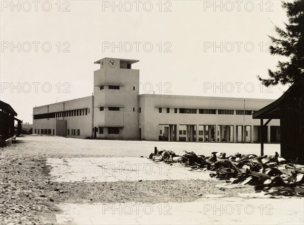 Police depot and training school, Palestine. View of the police depot and training school in Palestine. British Mandate of Palestine (Israel), circa 1942. Israel, Middle East, Asia.