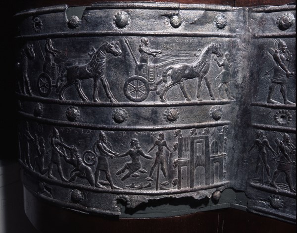 The wooden gates of Shalmaneser III with bands of relief decoration in bronze