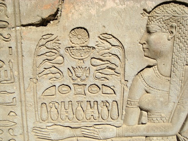 Carved relief on the outer wall of the structure which houses the Hall of the Ennead and The Sanctuary