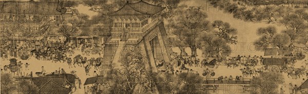 A detail of a scroll called Going Up the River at the Qingming (Spring) Festival by Zhang Zeduan