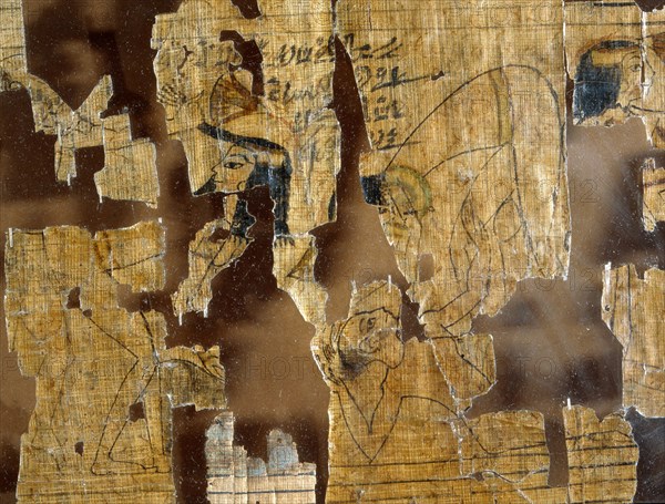 A detail from the Turin Papyrus which depicts scenes of prostitutes with their clients and various love making positions