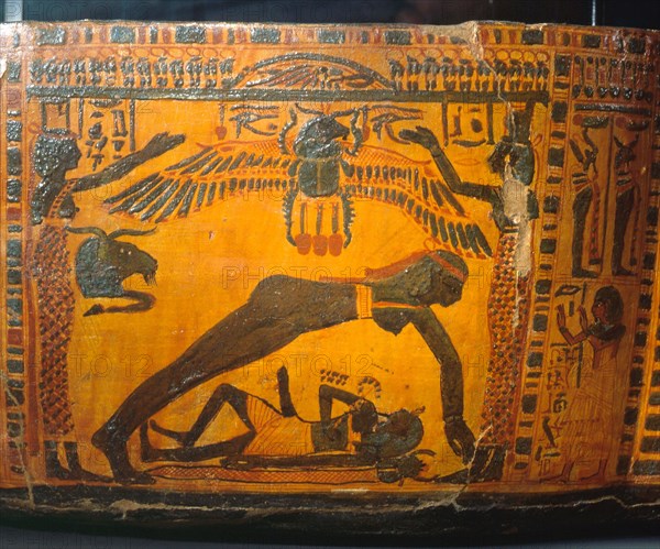 A detail of the painted sarcophagus of Butehamun