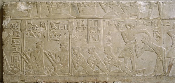 A scene in relief in the tomb of Mereruka, Saqqara