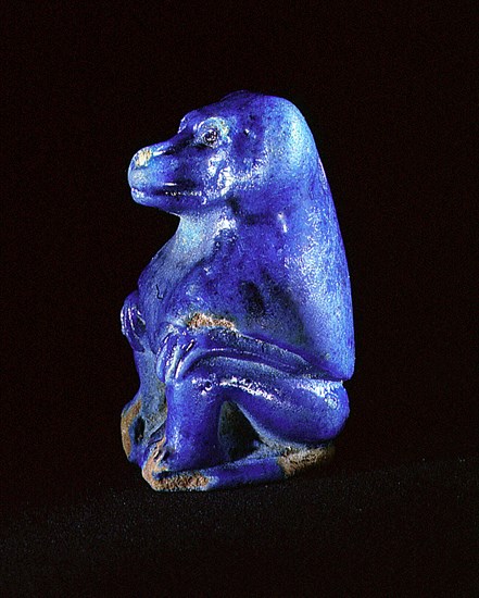 Faience figure of a seated baboon