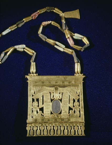 Winged scarab pectoral chain, from the tomb of Psusennes I