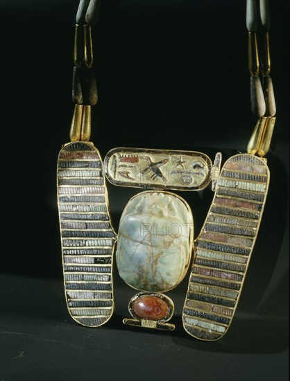 Winged scarab pectoral chain, from the tomb of Psusennes I