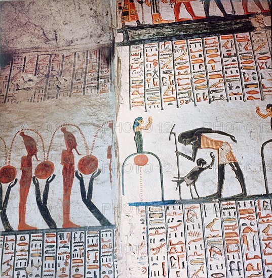 In the New Kingdom the walls of royal tombs were decorated with a proliferation of hieroglyphic texts and images describing in detail, and thereby ensuring, the safe passage of the sun on its journey through the night