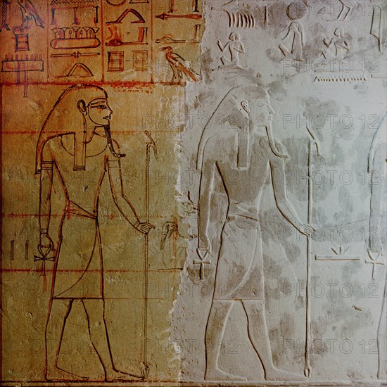 Relief decorations in the burial hall from the Tomb of Horemheb