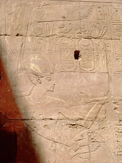 Relief showing Tutankhamun censing, from a series in the Luxor temple