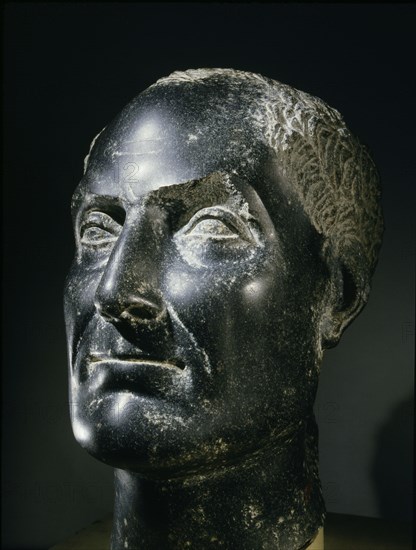 Portrait head from a statue of Penemerit, governor of Tanis during the reign of Ptolemy XIII, from the temple of Amun at Tanis