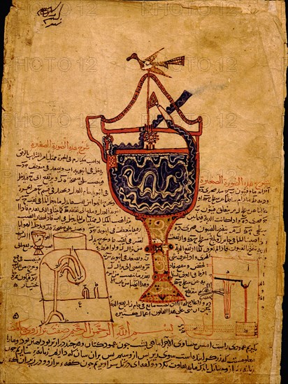 Miniature from a Mamluk copy of the Automata of al Jaziri or the Book of Knowledge of Mechanical Devices