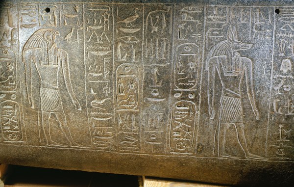 Detail of a 19th Dynasty sarcophagus reused at Tanis by Psusennes I