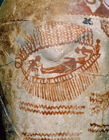 Detail of an image on a Nagada urn thought to depict a boat funeral