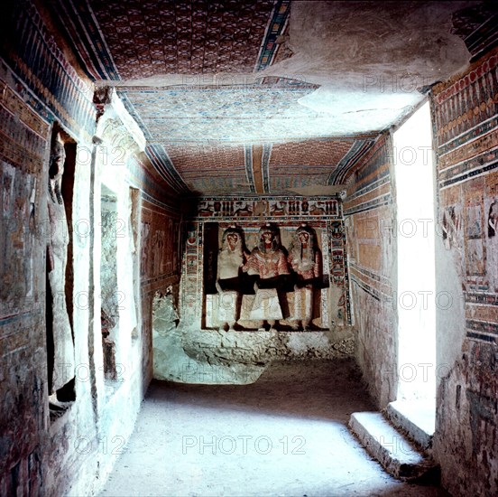 View of the interior of the tomb of Neferronpet, a scribe of the treasury of Amen