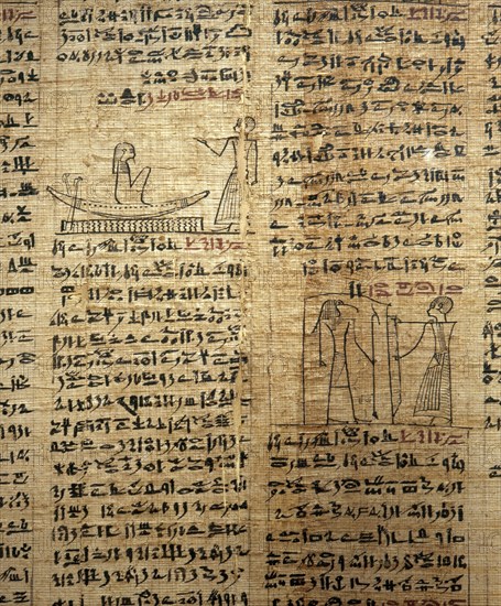 A fragment of a funerary papyrus of Kahapa with text from the Book of the Dead in hieratic script