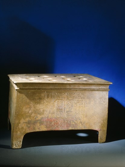 Chest shaped portable altar made for the jubilee celebrations of Ramesses II, reused in the burial chamber of the XXIst dynasty king Psusennes I