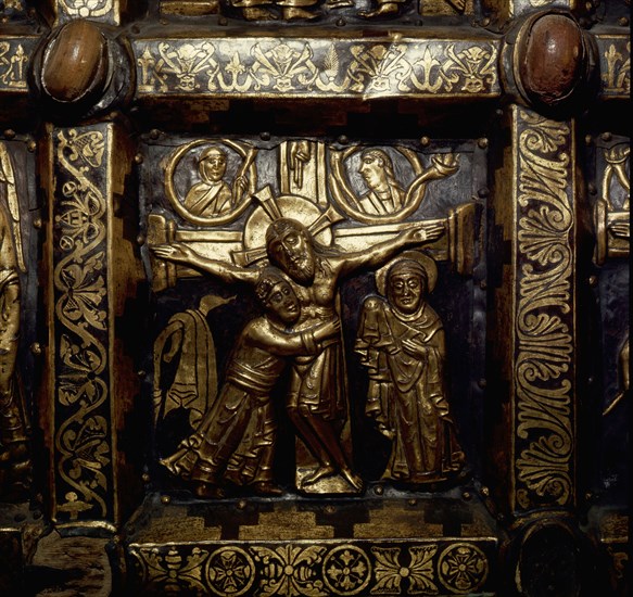 Detail of the Broddetorp Golden Altar carved with biblical motives