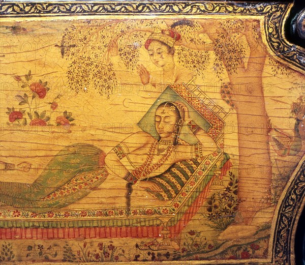 One side of a jewel casket painted by Rahim Deccani