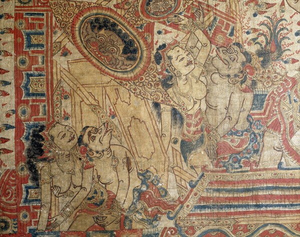 Cloth painting, probably used as curtains beside a temple couch