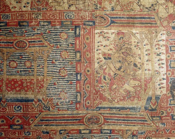 Cloth painting, probably used as curtains beside a temple couch