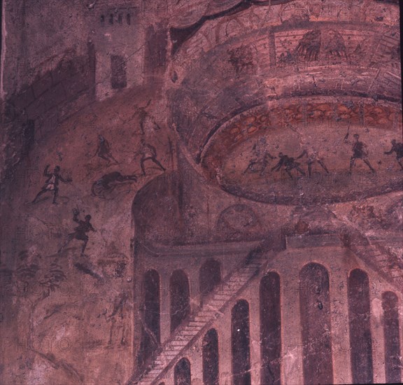 Painting of the amphitheatre at Pompeii