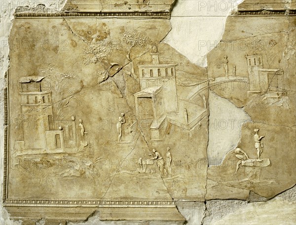 Stucco decoration from a house beneath the Villa Farnesina, Rome, dating from the late 1st C BC