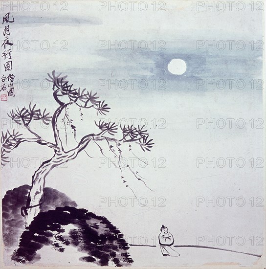 Painting by Chi Pai shih: Walk on a Windy Night (loose sheet)