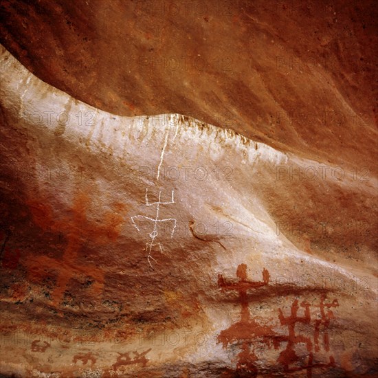 Cave paintings depicting the myths of the Dogon people including the creation myth and representations of Amma Serou falling from heaven