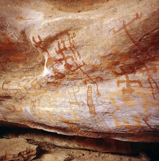 Cave paintings depicting the myths of the Dogon people including the creation myth and representations of Amma Serou falling from heaven