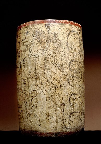 Mayan vessel depicting a series of transformations of the Hero Twin Yax Balam (Xbalanque)