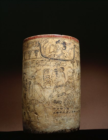 Mayan vessel depicting a series of transformations of the Hero Twin Yax Balam (Xbalanque)