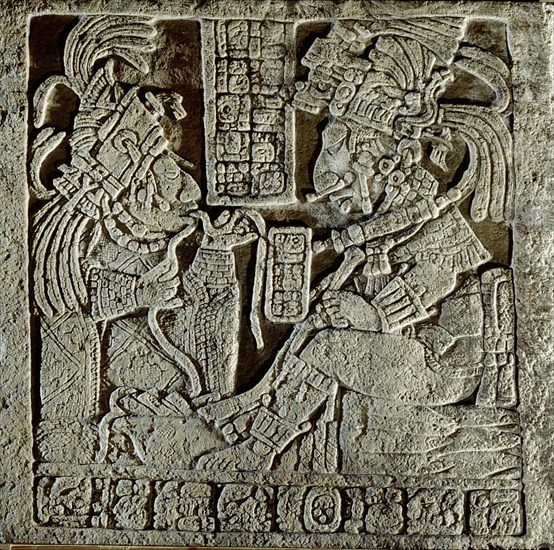 Lintel 17 of Yaxchilan Structure 21, from a series illustrating the accession rituals of the ruler Lord Bird Jaguar